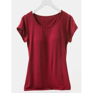 NEW TRENDSI women's round neck short sleeve t-shirt plus in burgundy